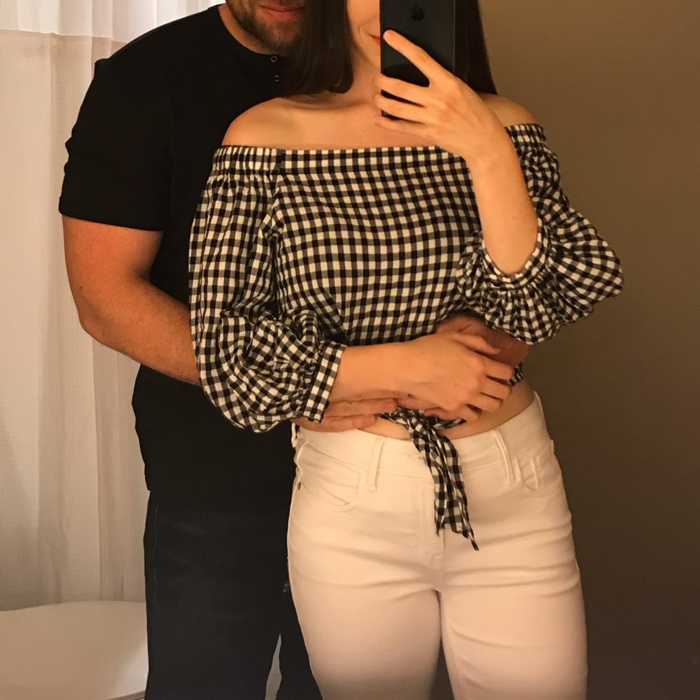 Off-Shoulder Gingham Top